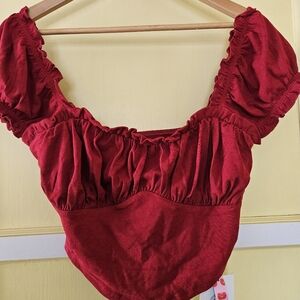 L Red Crop Top